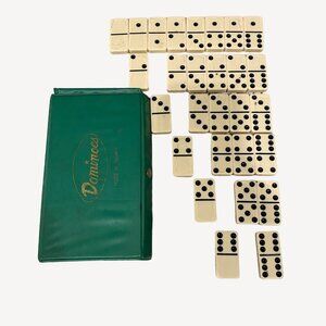 Vintage Dominoes Set With Green Case Made In Taiwan Classic Fun For Family Game